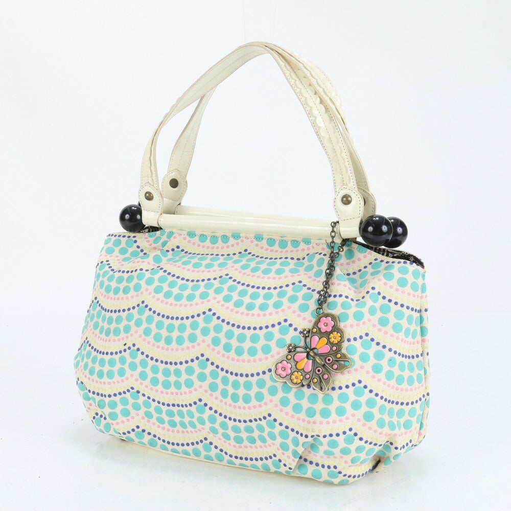 美品 アナスイ バタフライ 蝶 チャーム ドット 水玉 トート バッグ 肩掛け ショルダー ハンド A4 レディース RUE CO8-8
