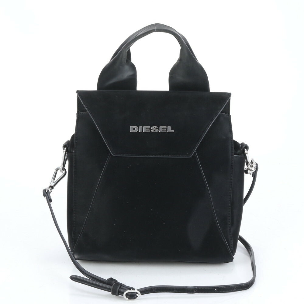 美品 ディーゼル リキッド ベルベット ナイロン ロゴ リュック 2WAY リュックサック バックパック ブラック レディース RUE CO10-9