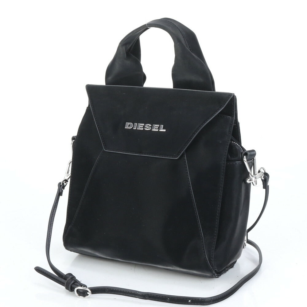 美品 ディーゼル リキッド ベルベット ナイロン ロゴ リュック 2WAY リュックサック バックパック ブラック レディース RUE CO10-9