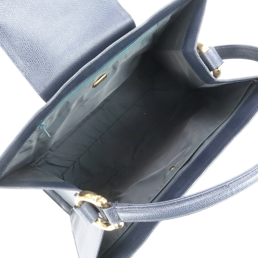 美品 ジャンフランコ・フェレ イタリア製 レザー ショルダーバッグ 肩掛け トート ハンド ネイビー 紺 レディース RUE CO16-3