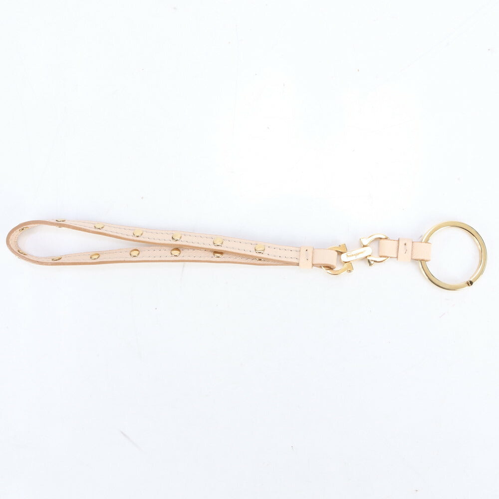 極美品 サルヴァトーレフェラガモ ガンチーニ レザー バッグ チャーム ストラップ ゴールド アクセサリー レディース ERE CP25-9