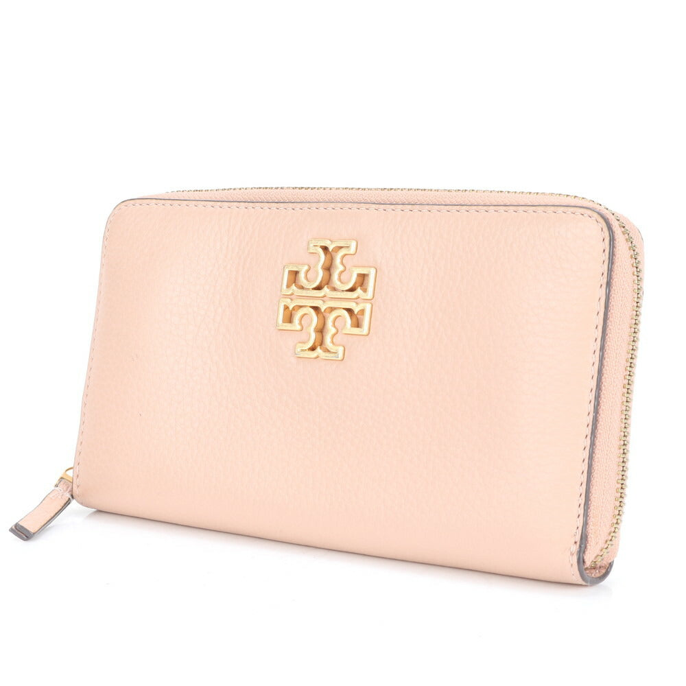美品 トリーバーチ ダブルT レザー 長財布 二つ折り ロング ウォレット ラウンドファスナー ピンク レディース RUE CP5-5