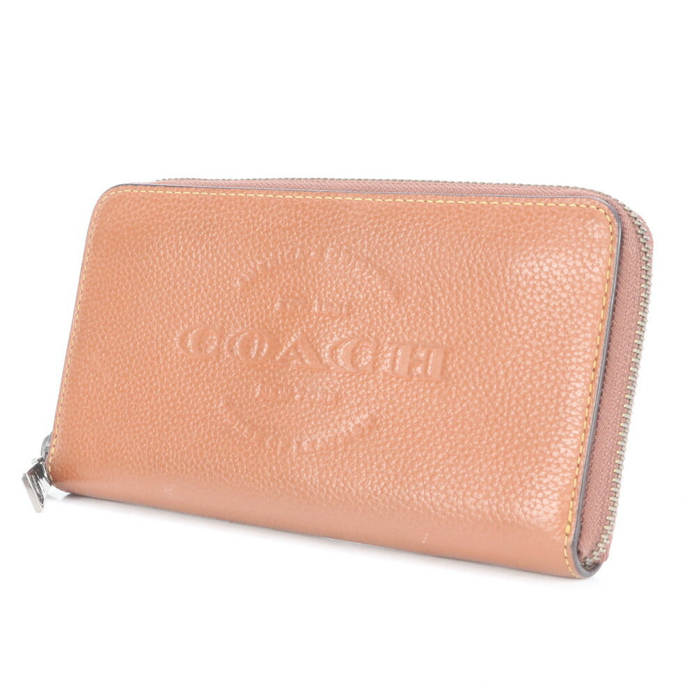 極美品 コーチ レザー アコーディオン ジップ ロング ウォレット 長財布 ラウンドファスナー ブラウン 二つ折り メンズ RUE CP6-4