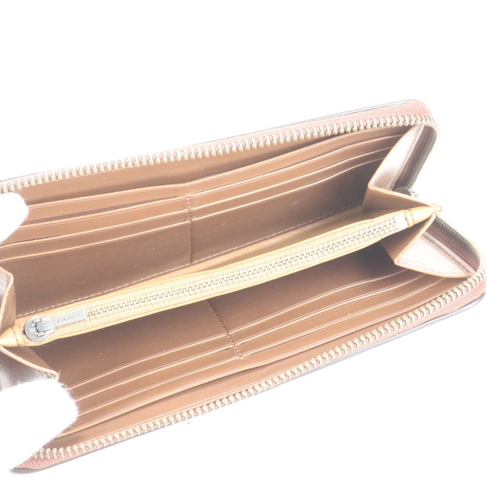 極美品 コーチ レザー アコーディオン ジップ ロング ウォレット 長財布 ラウンドファスナー ブラウン 二つ折り メンズ RUE CP6-4