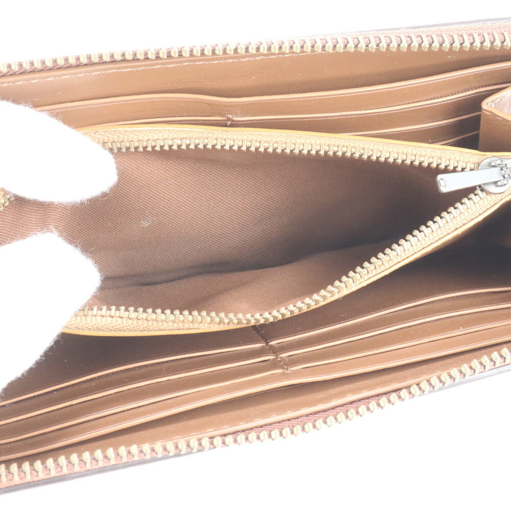 極美品 コーチ レザー アコーディオン ジップ ロング ウォレット 長財布 ラウンドファスナー ブラウン 二つ折り メンズ RUE CP6-4