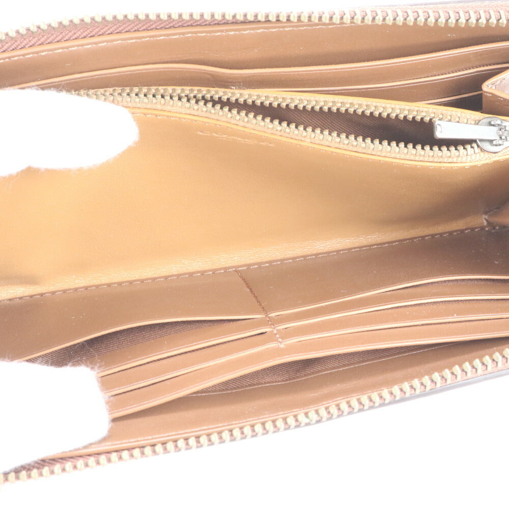 極美品 コーチ レザー アコーディオン ジップ ロング ウォレット 長財布 ラウンドファスナー ブラウン 二つ折り メンズ RUE CP6-4