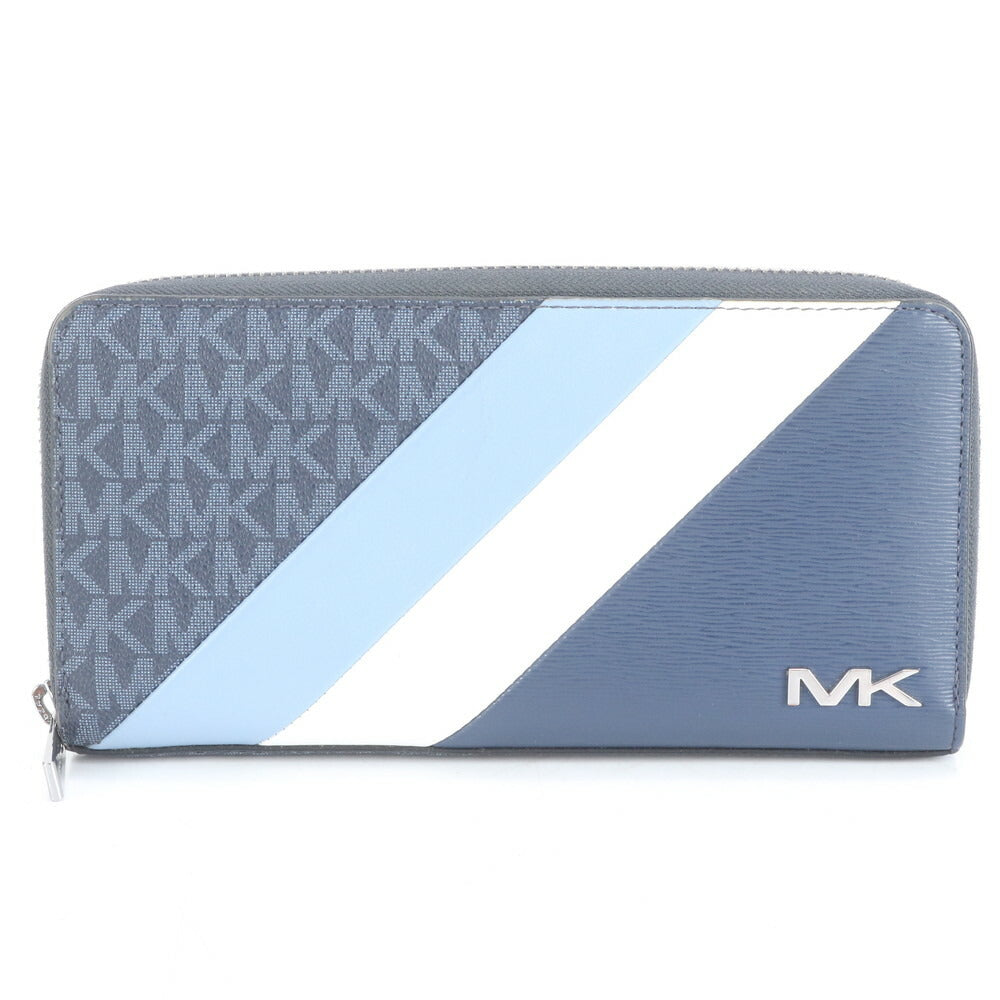 極美品 マイケルコース MKモノグラム レザー 長財布 二つ折り ロング ウォレット ラウンドファスナー メンズ RUE CP5-10