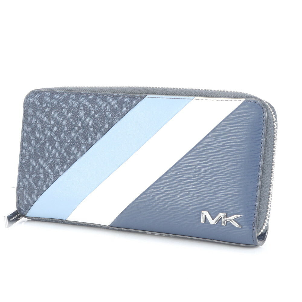 極美品 マイケルコース MKモノグラム レザー 長財布 二つ折り ロング ウォレット ラウンドファスナー メンズ RUE CP5-10