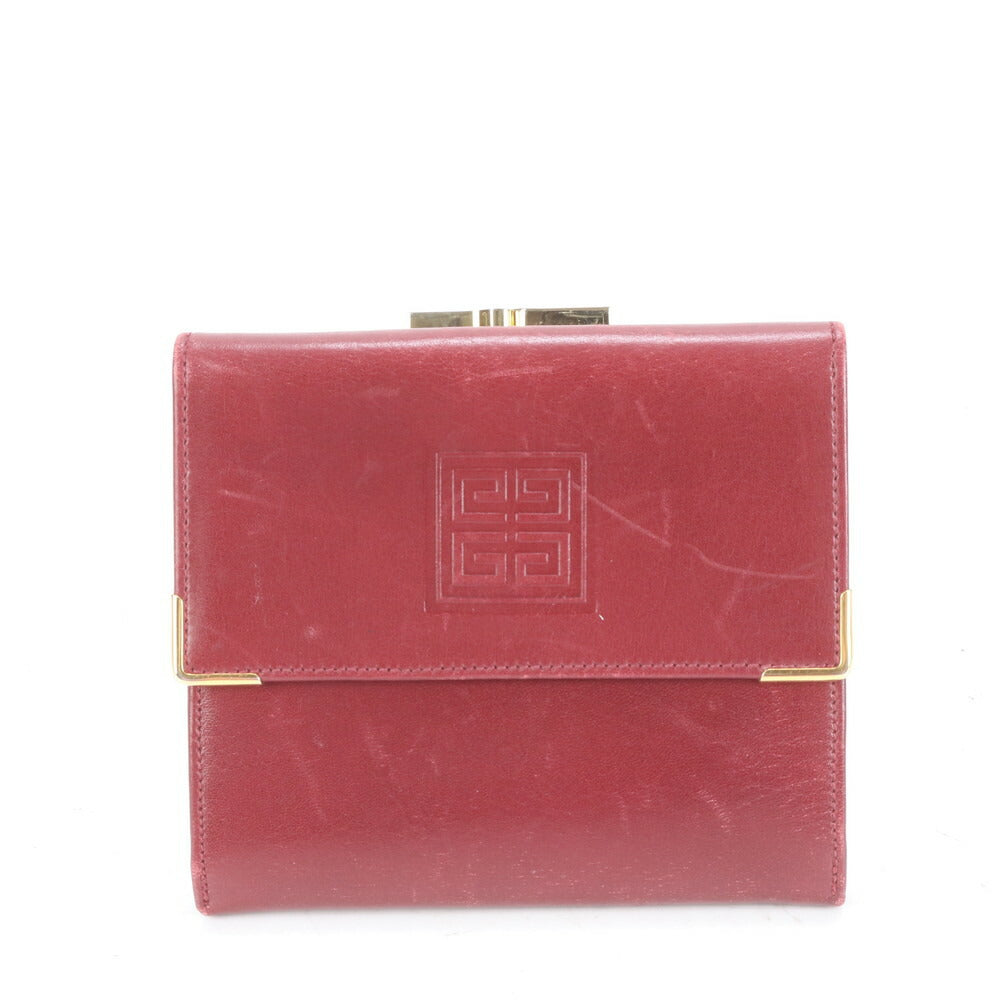 ジバンシー がま口 ワインレッド レザー 二つ折り 財布 コンパクト ウォレット 本革 ブランド レディース EUM CP21-1