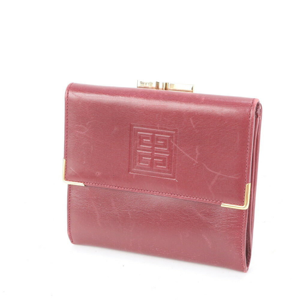 ジバンシー がま口 ワインレッド レザー 二つ折り 財布 コンパクト ウォレット 本革 ブランド レディース EUM CP21-1