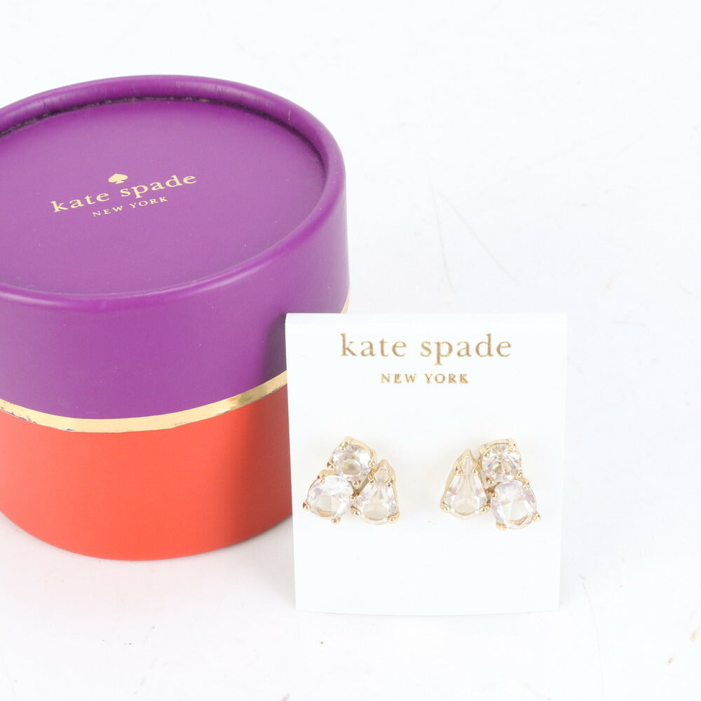 新品同様 ケイトスペード ラインストーン ビジュー ピアス クリスタル ゴールド アクセサリー レディース EUE CP20-7