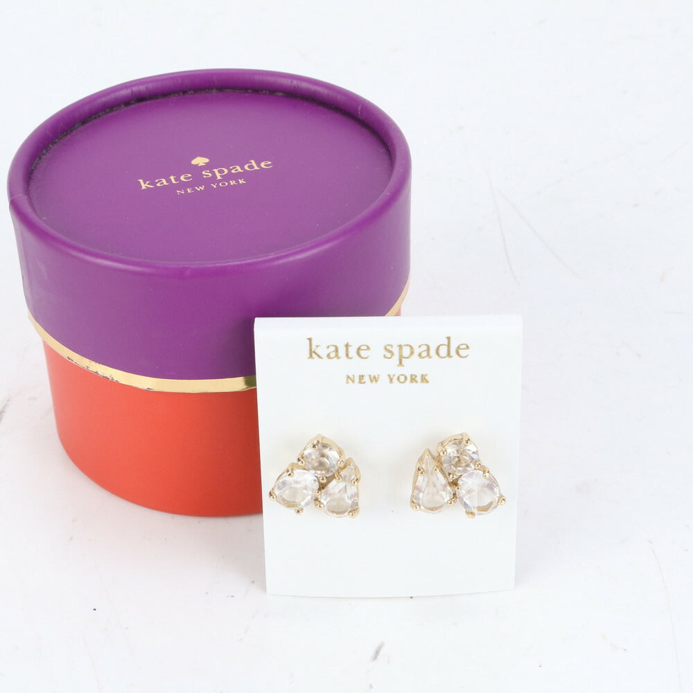 新品同様 ケイトスペード ラインストーン ビジュー ピアス クリスタル ゴールド アクセサリー レディース EUE CP20-7