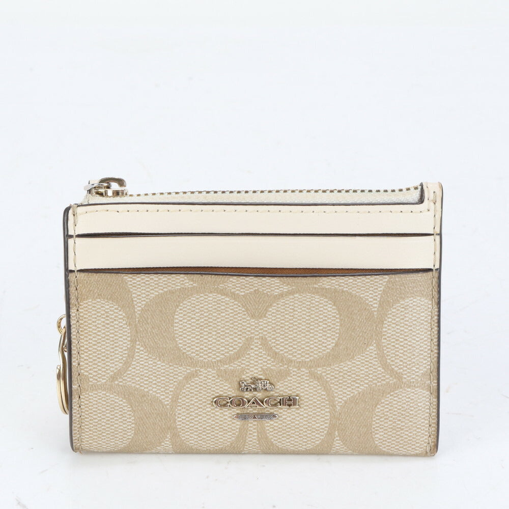 美品 コーチ シグネチャー レザー カードケース 名刺入れ 二つ折り 財布 小銭入れ コンパクト ウォレット 88208 レディース EUE CP21-3