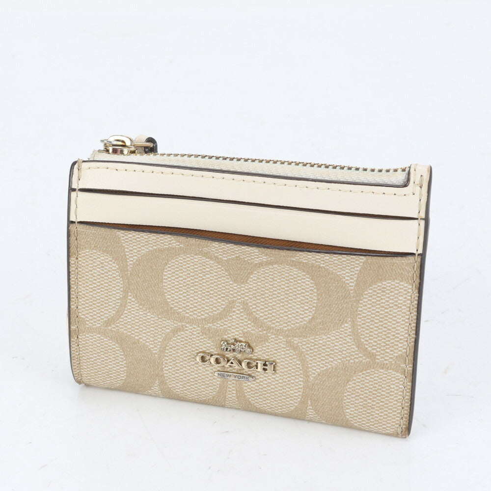 美品 コーチ シグネチャー レザー カードケース 名刺入れ 二つ折り 財布 小銭入れ コンパクト ウォレット 88208 レディース EUE CP21-3