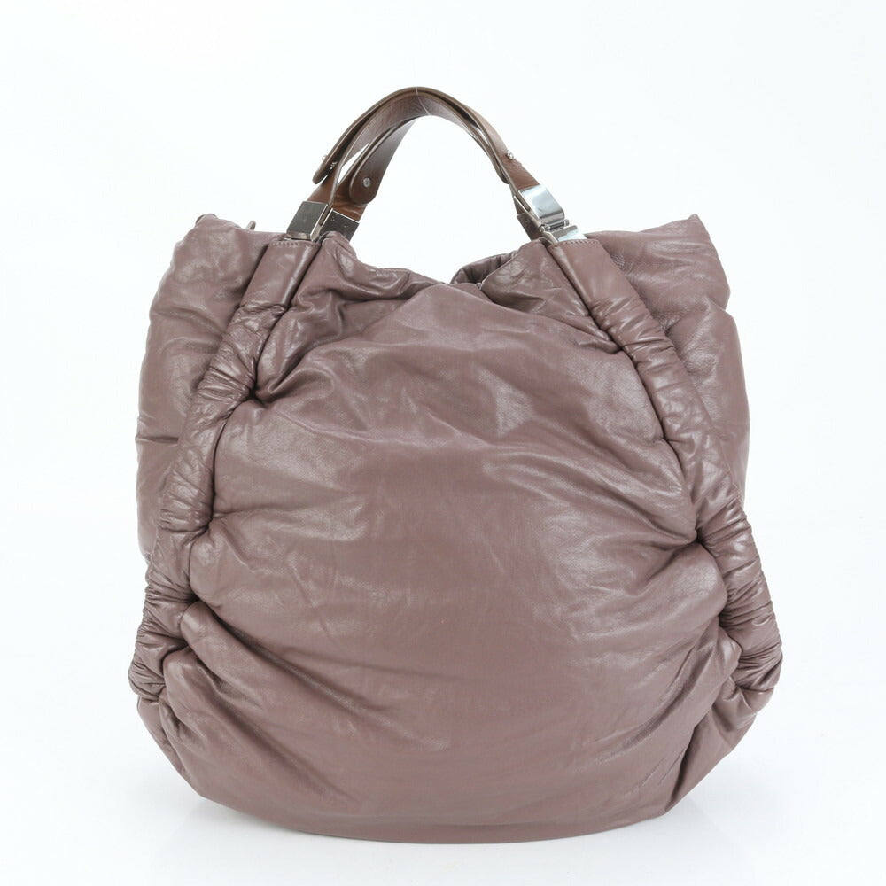 マルニ レザー ナイロン トート バッグ 肩掛け ショルダー ハンド A4 シルバー 金具 レディース ERE CP12-5