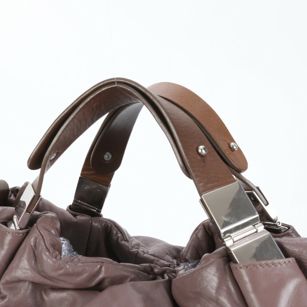 マルニ レザー ナイロン トート バッグ 肩掛け ショルダー ハンド A4 シルバー 金具 レディース ERE CP12-5