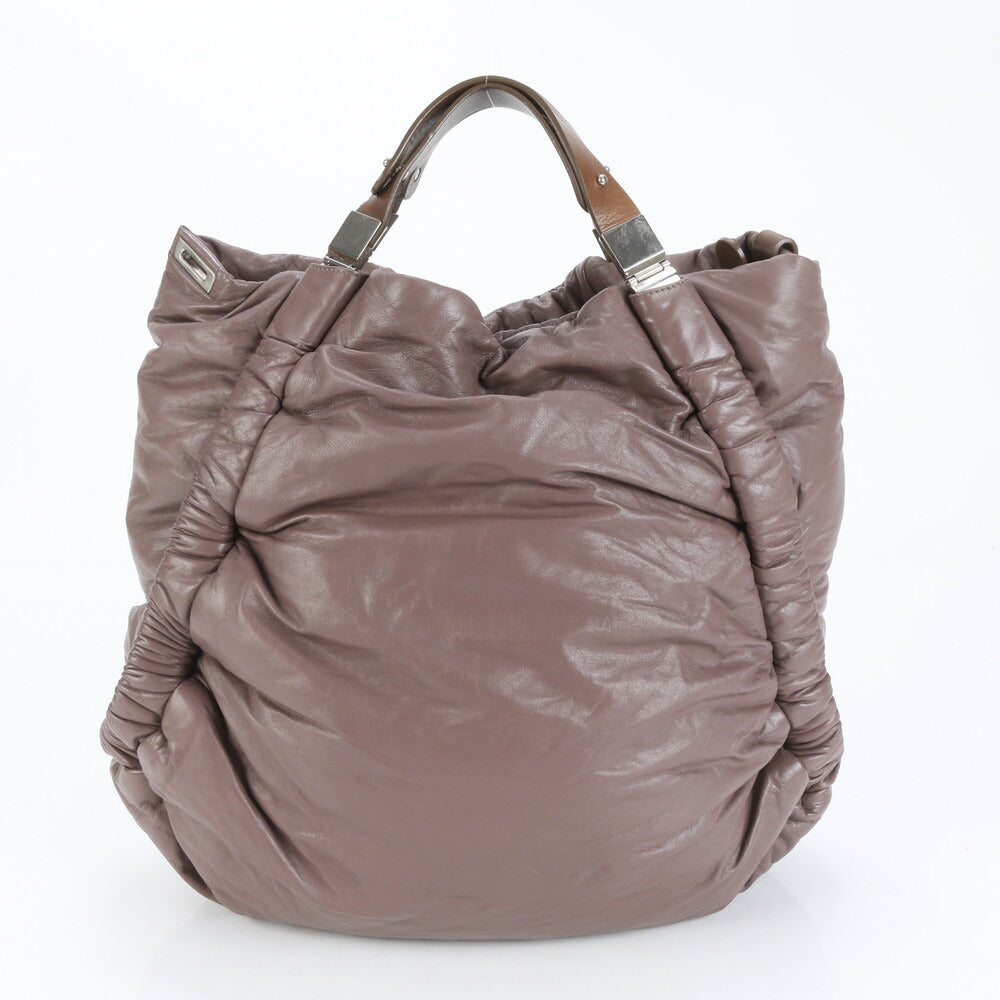 マルニ レザー ナイロン トート バッグ 肩掛け ショルダー ハンド A4 シルバー 金具 レディース ERE CP12-5