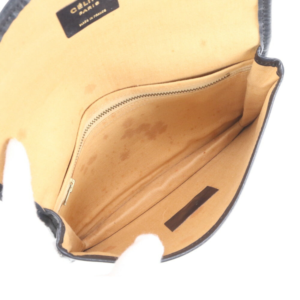 美品 セリーヌ Cマカダム ゴールド 金具 レザー クラッチ バッグ ハンド セカンド ポーチ トート グレー レディース RUE CQ15-2