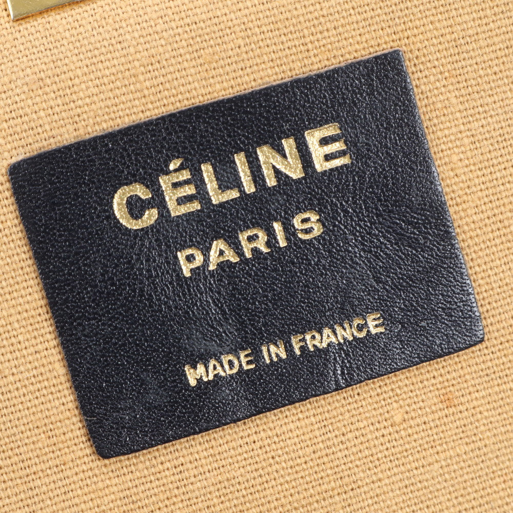 美品 セリーヌ Cマカダム ゴールド 金具 レザー クラッチ バッグ ハンド セカンド ポーチ トート グレー レディース RUE CQ15-2