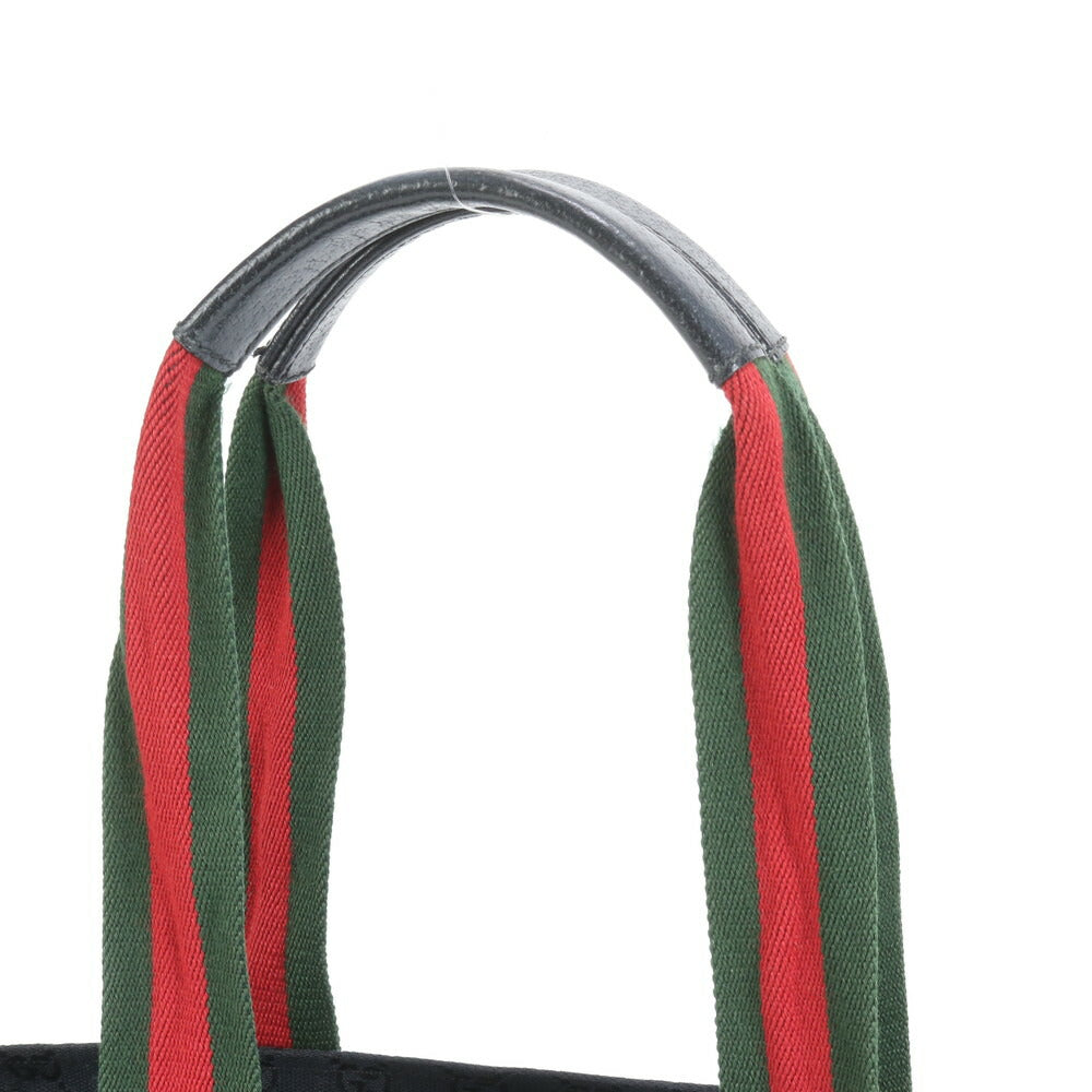 美品 グッチ GG キャンバス シェリー ライン レザー トート バッグ 肩掛け ショルダー ハンド 131230 レディース ERE CR11-1