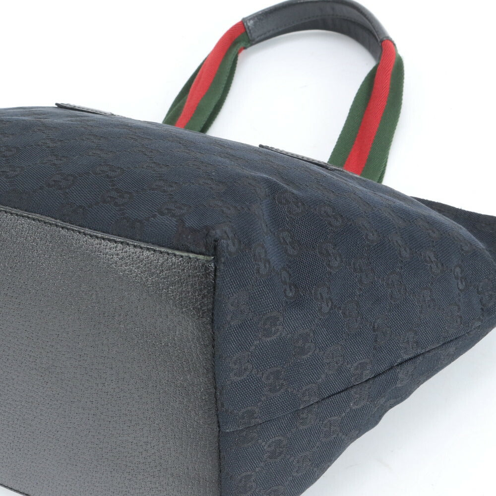 美品 グッチ GG キャンバス シェリー ライン レザー トート バッグ 肩掛け ショルダー ハンド 131230 レディース ERE CR11-1