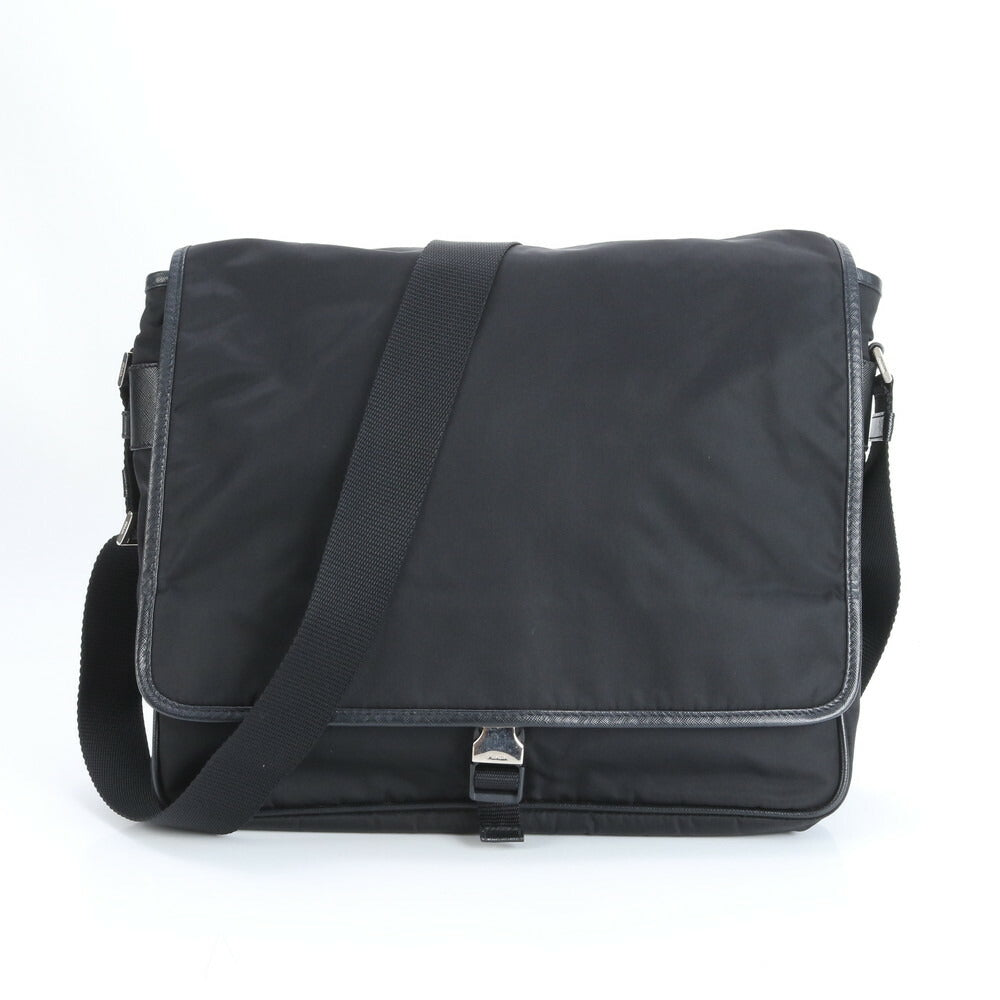 極美品 プラダ テスート ナイロン 三角ロゴ レザー ショルダーバッグ 斜め掛け メッセンジャー ビジネス 通勤 A4 メンズ RRE CR24-3