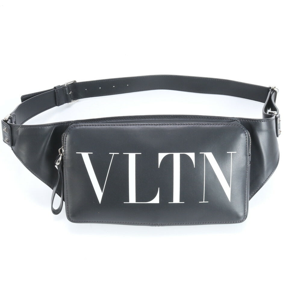 極美品 ヴァレンティノ ガラヴァーニ VLTN ロゴ レザー ボディバッグ 斜め掛け ボディ ウエストポーチ ショルダー メンズ RRE CR23-10