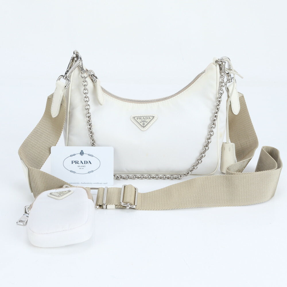 美品 プラダ ギャランティカード付 テスート ナイロン 三角ロゴ レザー 2WAY ショルダーバッグ 斜め掛け 1BH204 レディース RRE CR26-3