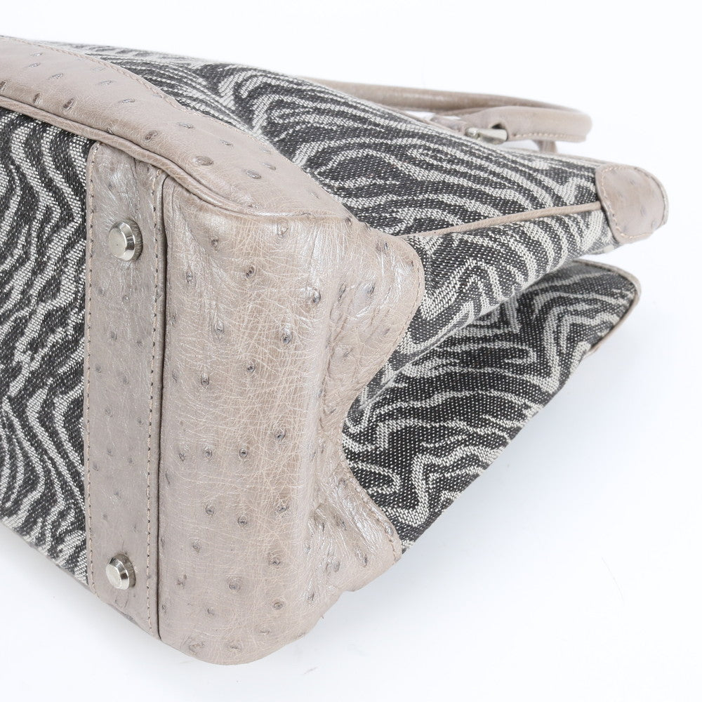 美品 Crystal Reptiles クリスタルレプティルズ オーストリッチ トート バッグ 肩掛け ショルダー ハンド レディース RRE CR28-7