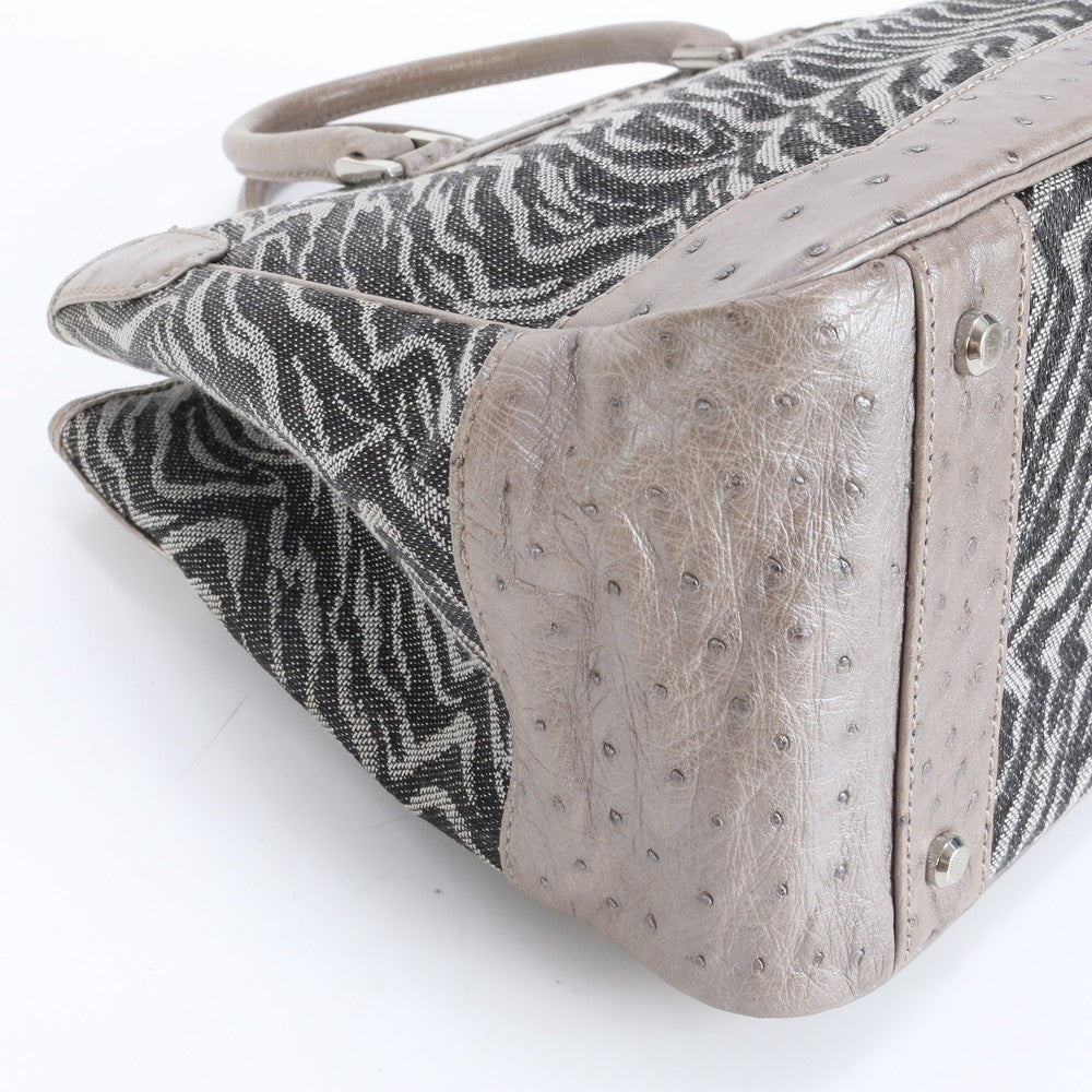 美品 Crystal Reptiles クリスタルレプティルズ オーストリッチ トート バッグ 肩掛け ショルダー ハンド レディース RRE CR28-7