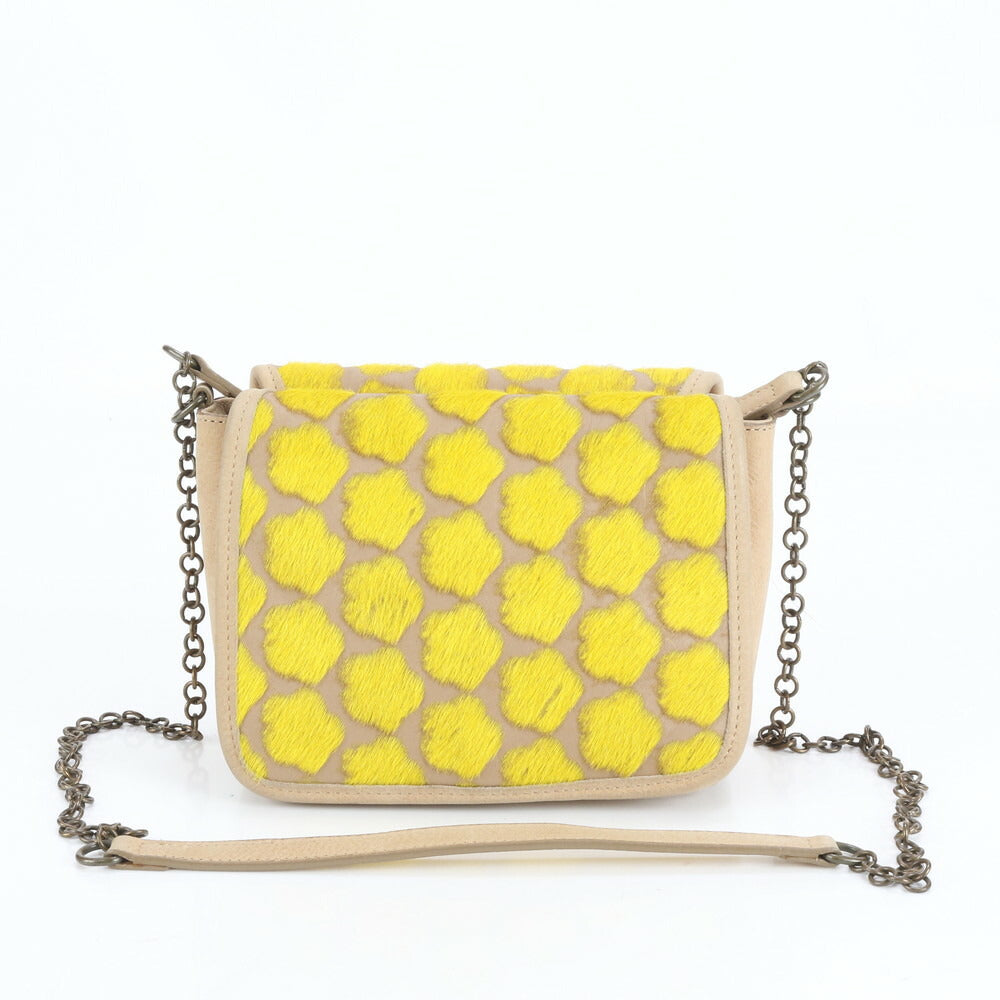 美品 tee Lisa ティーリサ ハラコ フラワー レザーチェーン 2WAY ショルダーバッグ 斜め掛け ハンド トート レディース EEE CR30-9