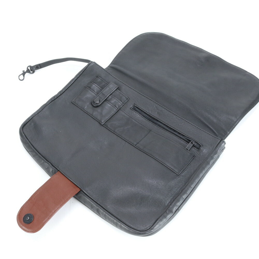 美品 ブリー レザー セカンドバッグ クラッチ ポーチ 通勤 ビジネス ブラック 黒 A4 本革 メンズ EUE CS13-2