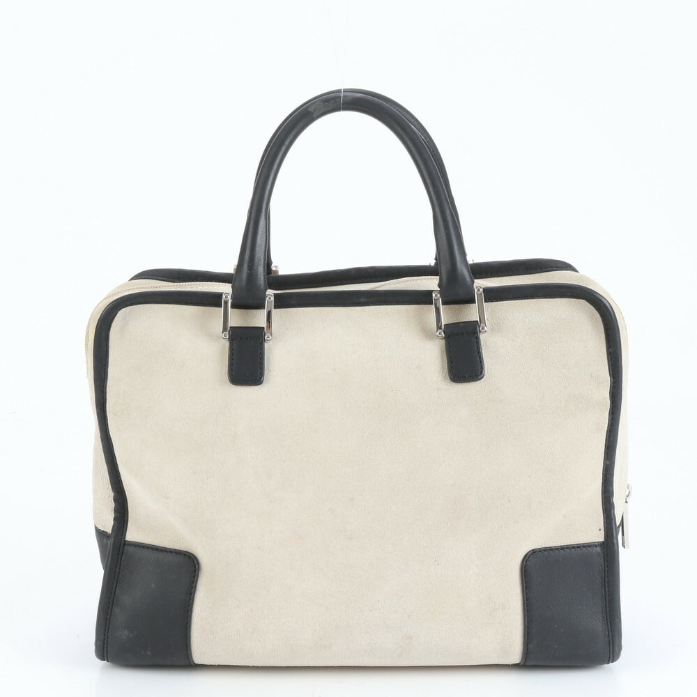 美品 ロエベ アナグラム アマソナ 32 ミニ ボストン レザー ハンドバッグ トート A4 ブラック 黒 レディース EUE CS14-8