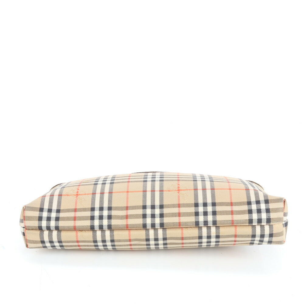 美品 バーバリー ノバ チェック シャドーホース レザー キャンバス 化粧 ポーチ メイク アクセサリー レディース ERE CS8-5
