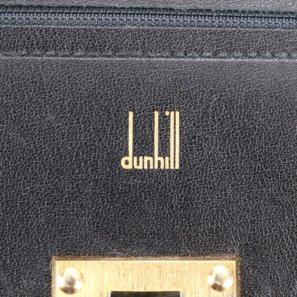 美品 ダンヒル レザー セカンドバッグ クラッチ ポーチ 通勤 ビジネス ブラック 黒 ゴールド 金具 メンズ EEE CS19-4