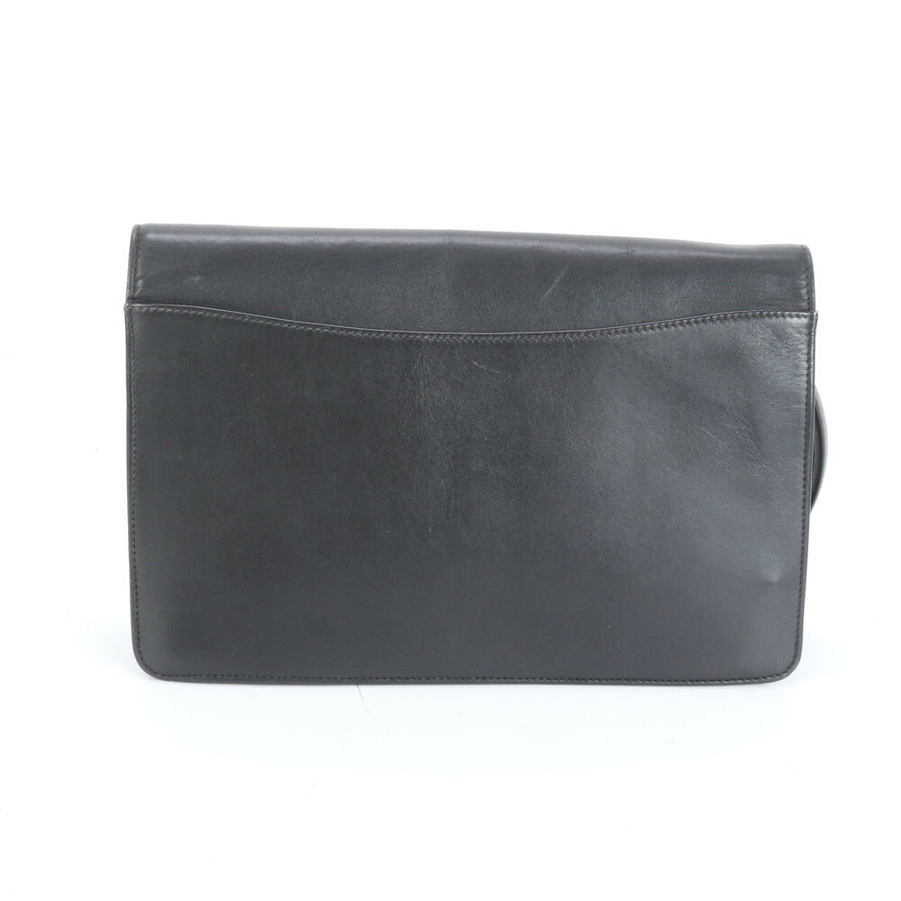 美品 ダンヒル レザー セカンドバッグ クラッチ ポーチ 通勤 ビジネス ブラック 黒 ゴールド 金具 メンズ EEE CS19-7