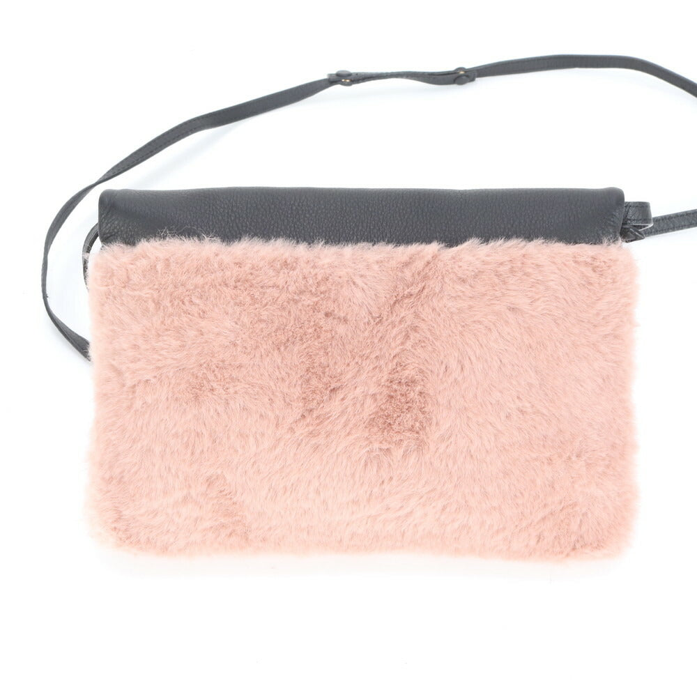 極美品 ポールスミス フォルドオーバー ファー レザー ショルダー ロング ウォレット 長財布 斜め掛け レディース EEE CS23-7