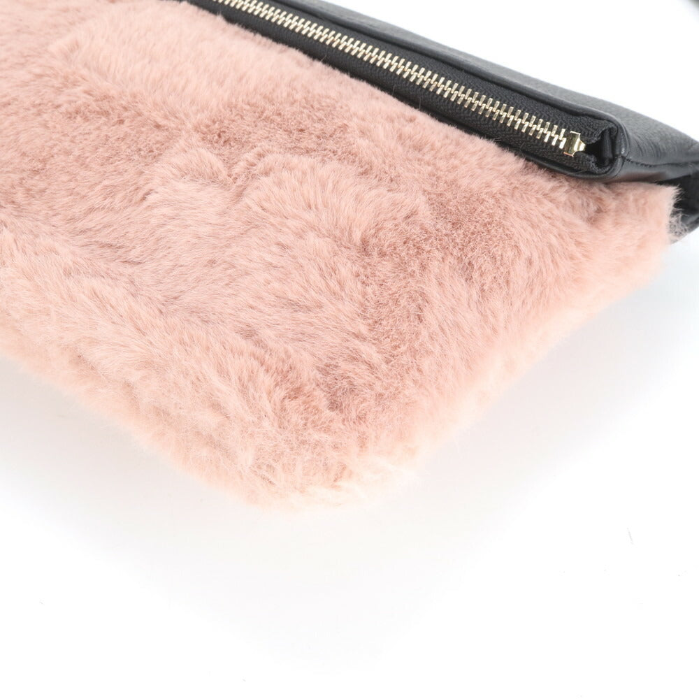 極美品 ポールスミス フォルドオーバー ファー レザー ショルダー ロング ウォレット 長財布 斜め掛け レディース EEE CS23-7