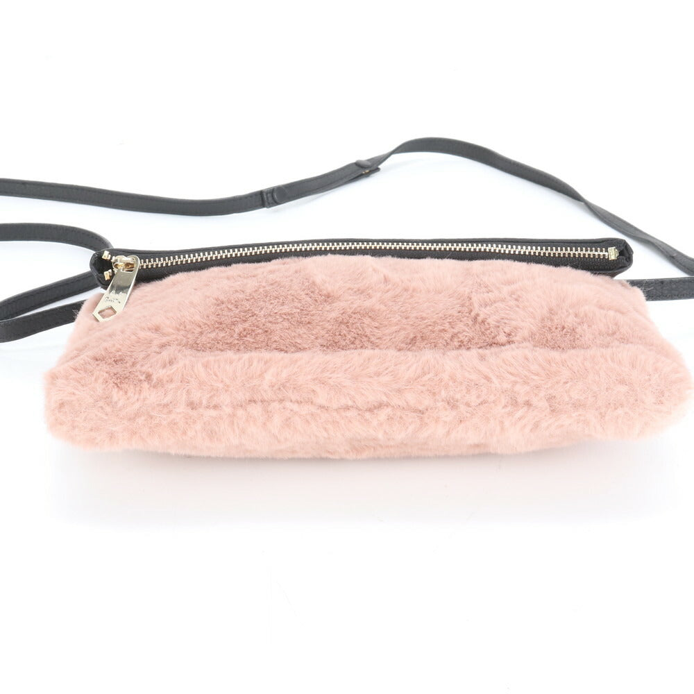 極美品 ポールスミス フォルドオーバー ファー レザー ショルダー ロング ウォレット 長財布 斜め掛け レディース EEE CS23-7