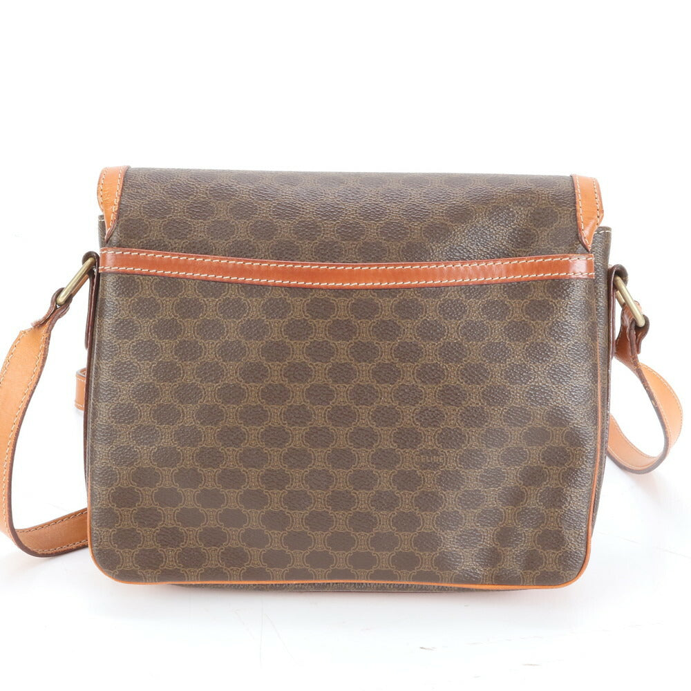 美品 ヴィンテージ セリーヌ マカダム レザー ショルダーバッグ 斜め掛け クロスボディ ゴールド 金具 レディース EUE CT6-1