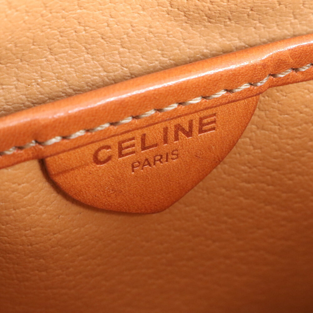 美品 ヴィンテージ セリーヌ マカダム レザー ショルダーバッグ 斜め掛け クロスボディ ゴールド 金具 レディース EUE CT6-1