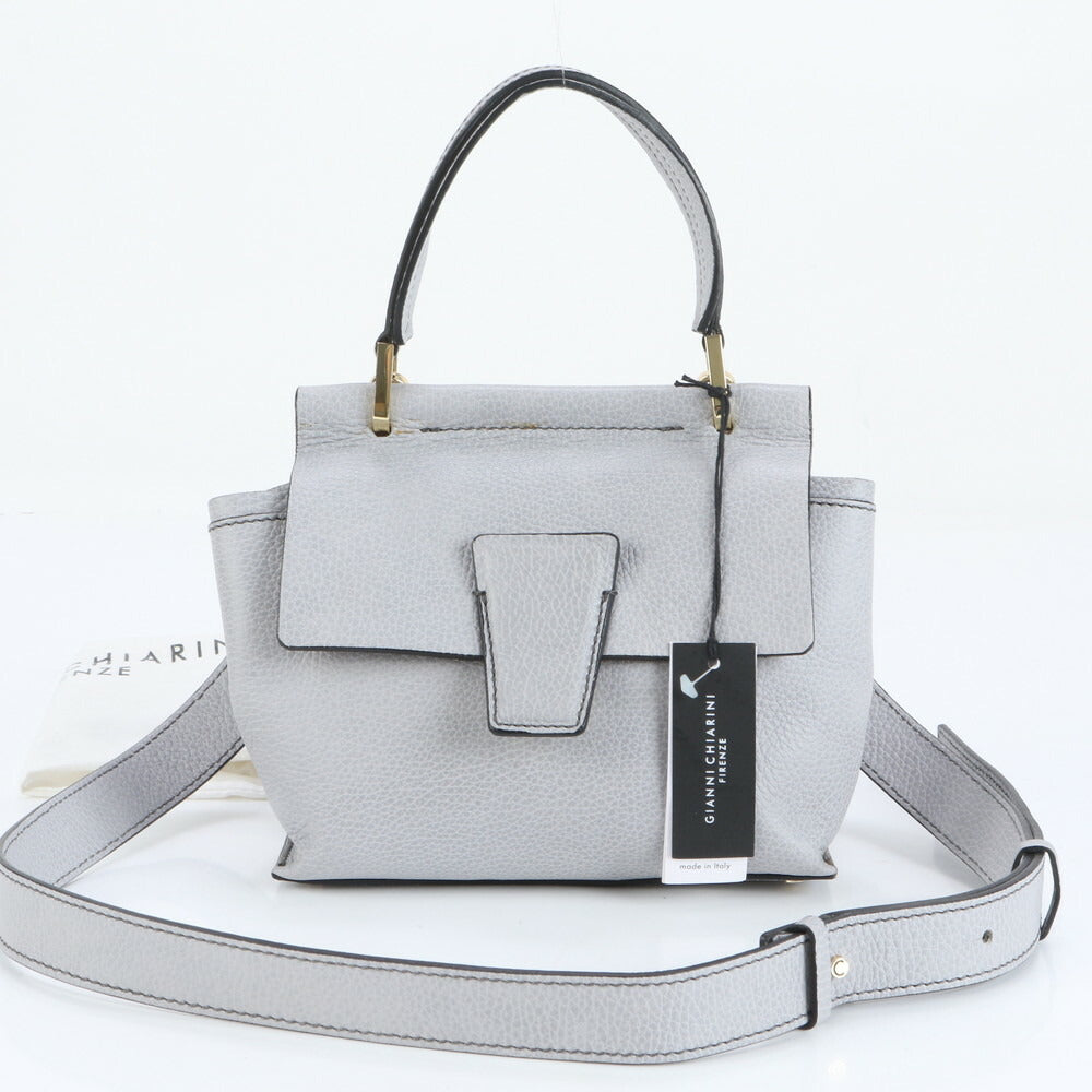 美品 ジャンニキャリーニ エレットラ イタリア製 レザー 2WAY ショルダーバッグ 斜め掛け ハンド トート グレー レディース EUE CT6-9