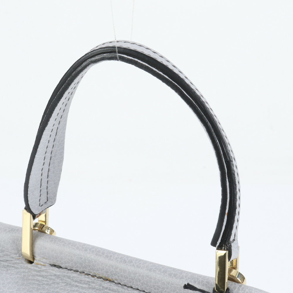 美品 ジャンニキャリーニ エレットラ イタリア製 レザー 2WAY ショルダーバッグ 斜め掛け ハンド トート グレー レディース EUE CT6-9