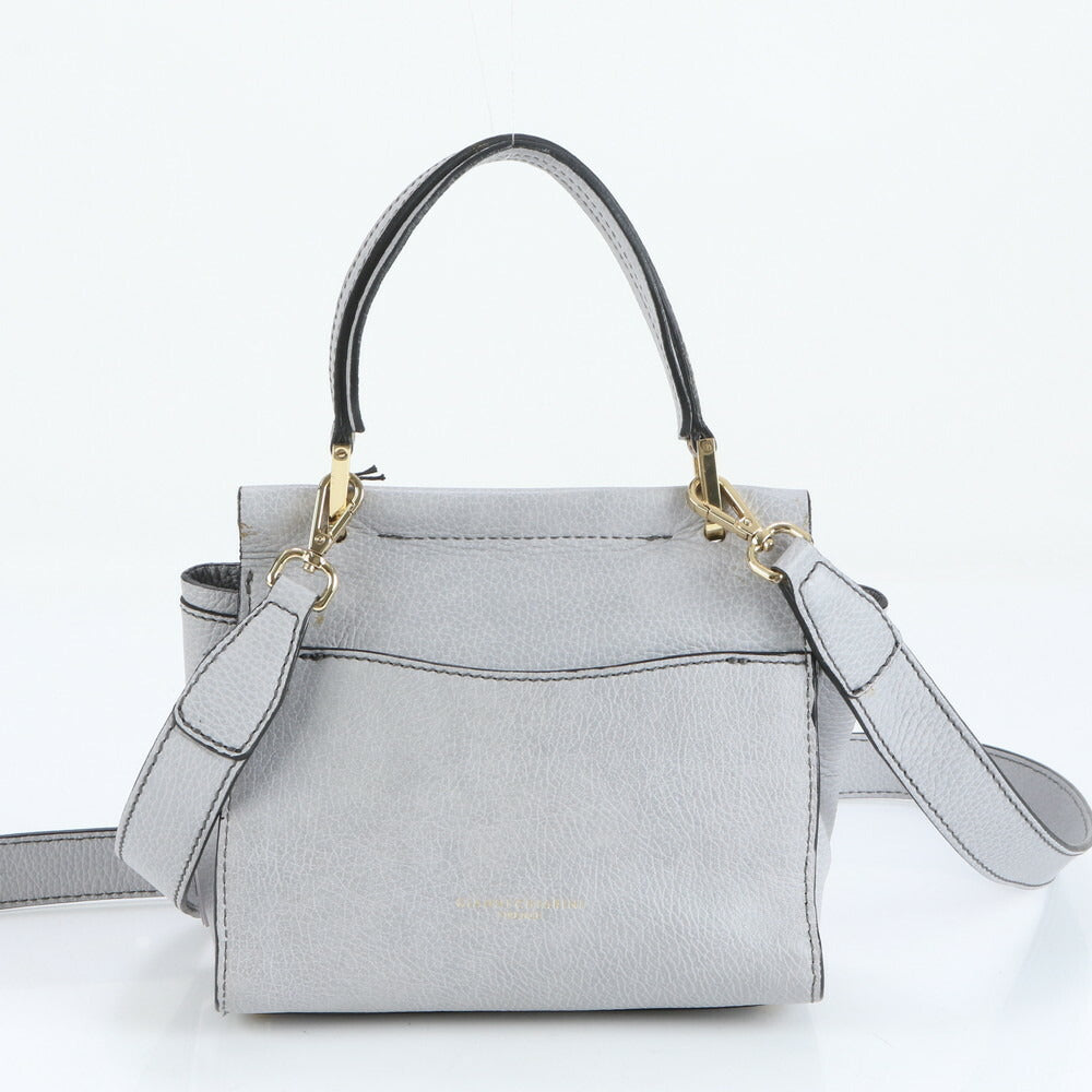 美品 ジャンニキャリーニ エレットラ イタリア製 レザー 2WAY ショルダーバッグ 斜め掛け ハンド トート グレー レディース EUE CT6-9