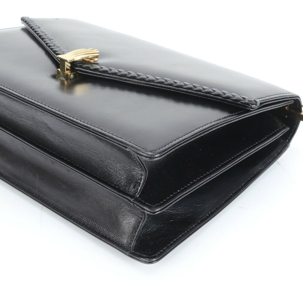 極美品 Roger Vivier ロジェ ヴィヴィエ チェーン レザー ショルダーバッグ 肩掛け ハンド ブラック 黒 レディース VMM CT29-8