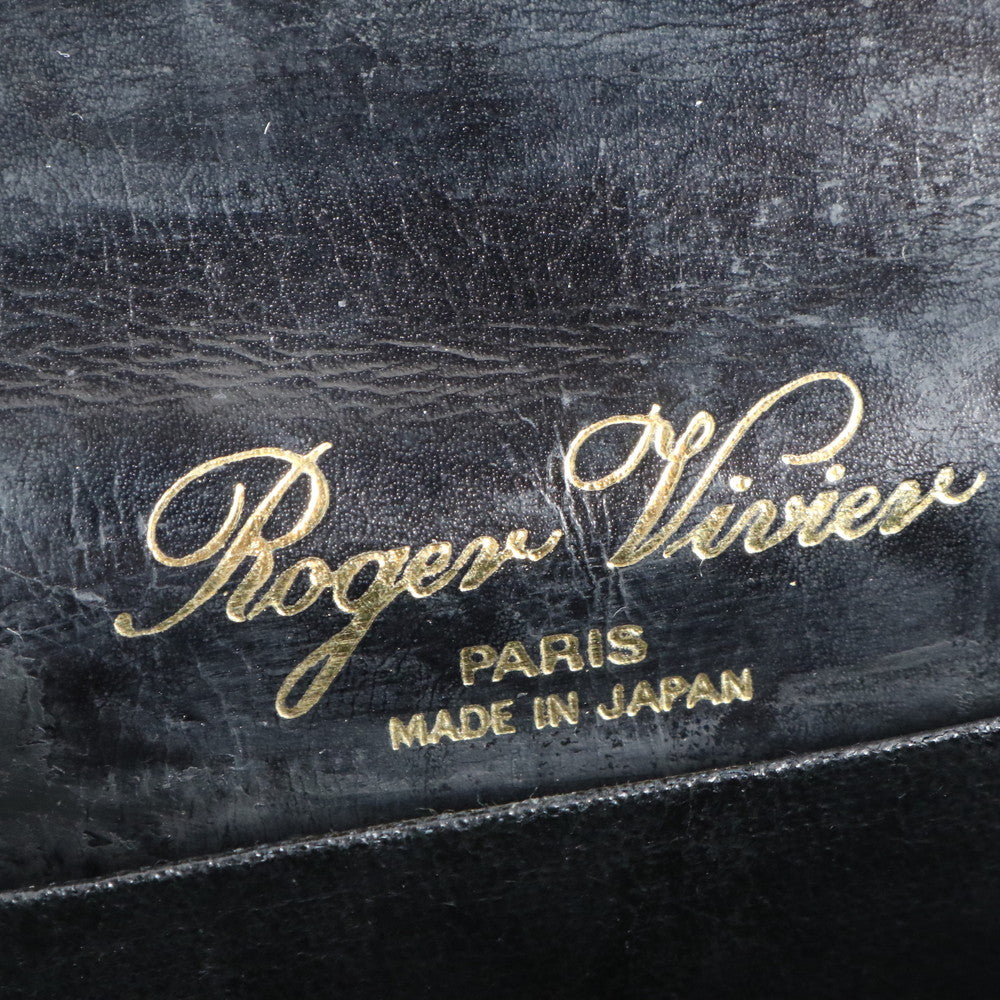 極美品 Roger Vivier ロジェ ヴィヴィエ チェーン レザー ショルダーバッグ 肩掛け ハンド ブラック 黒 レディース VMM CT29-8