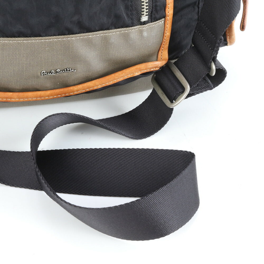 美品 ポールスミス レザー ナイロン ショルダーバッグ 斜め掛け メッセンジャー 通勤 ブラック 黒 A4 メンズ RMM CU10-8