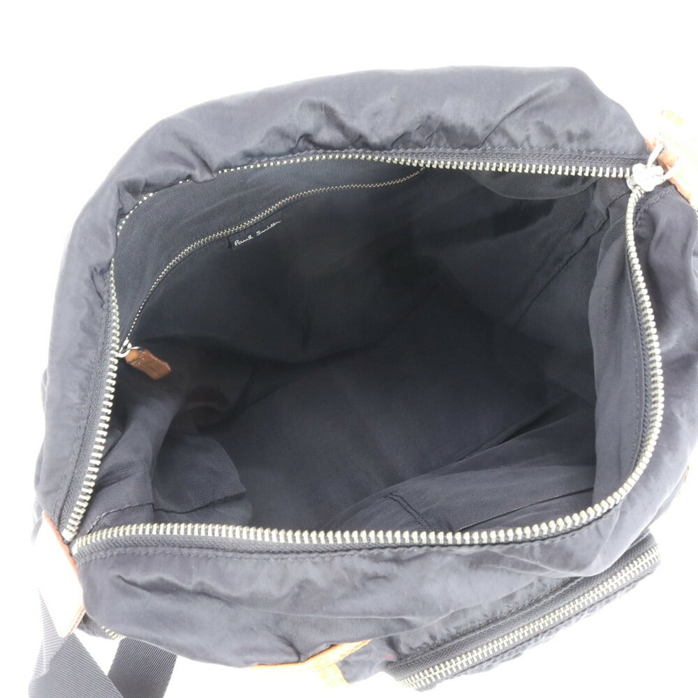 美品 ポールスミス レザー ナイロン ショルダーバッグ 斜め掛け メッセンジャー 通勤 ブラック 黒 A4 メンズ RMM CU10-8