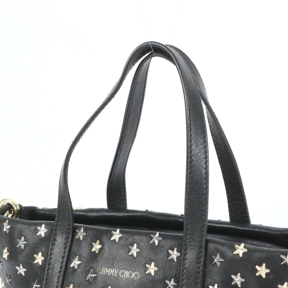 極美品 ジミーチュウ ホログラムシール付 スター スタッズ ミニ サラ レザー 2WAY ショルダーバッグ 斜め掛け レディース RUE CU19-8