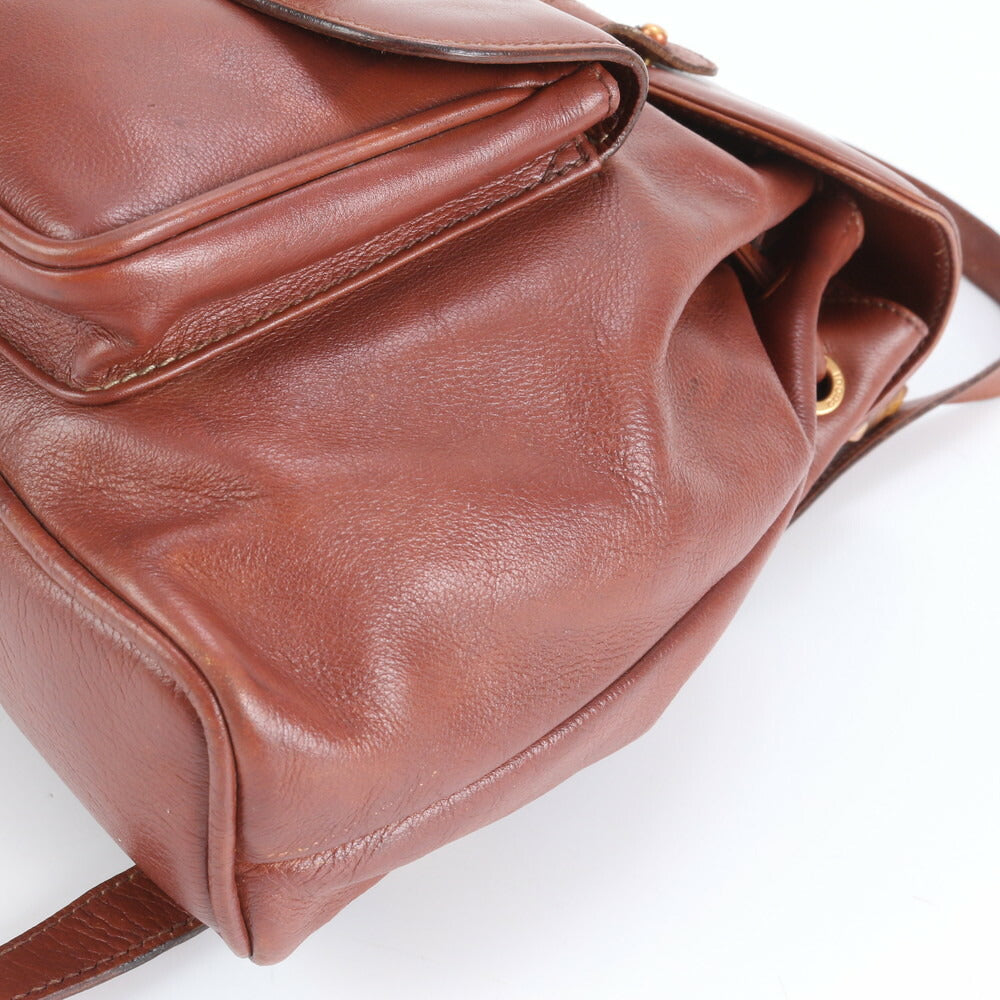 極美品 ヴィンテージ オールド グッチ バンブー レザー リュックサック リュック バックパック ブラウン 茶色 レディース EEE CV5-4